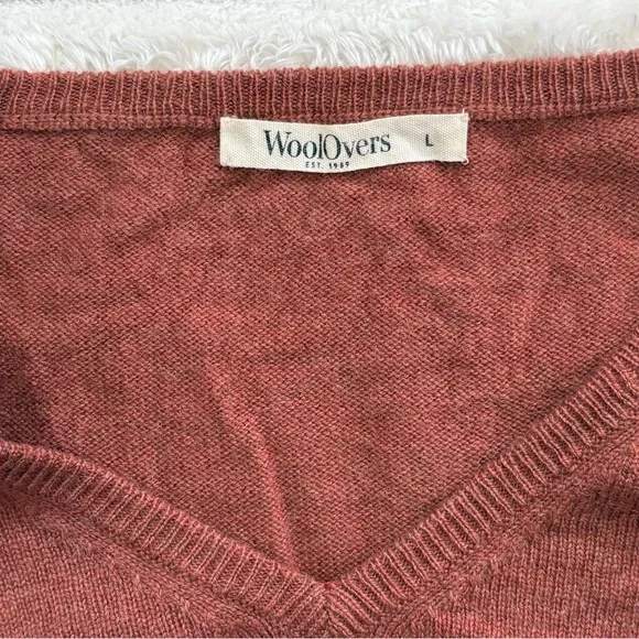 WoolOvers V Neck Long Sleeve Sweater Merino Wool and Cashmere Blend Size Large - Picture 3 of 8